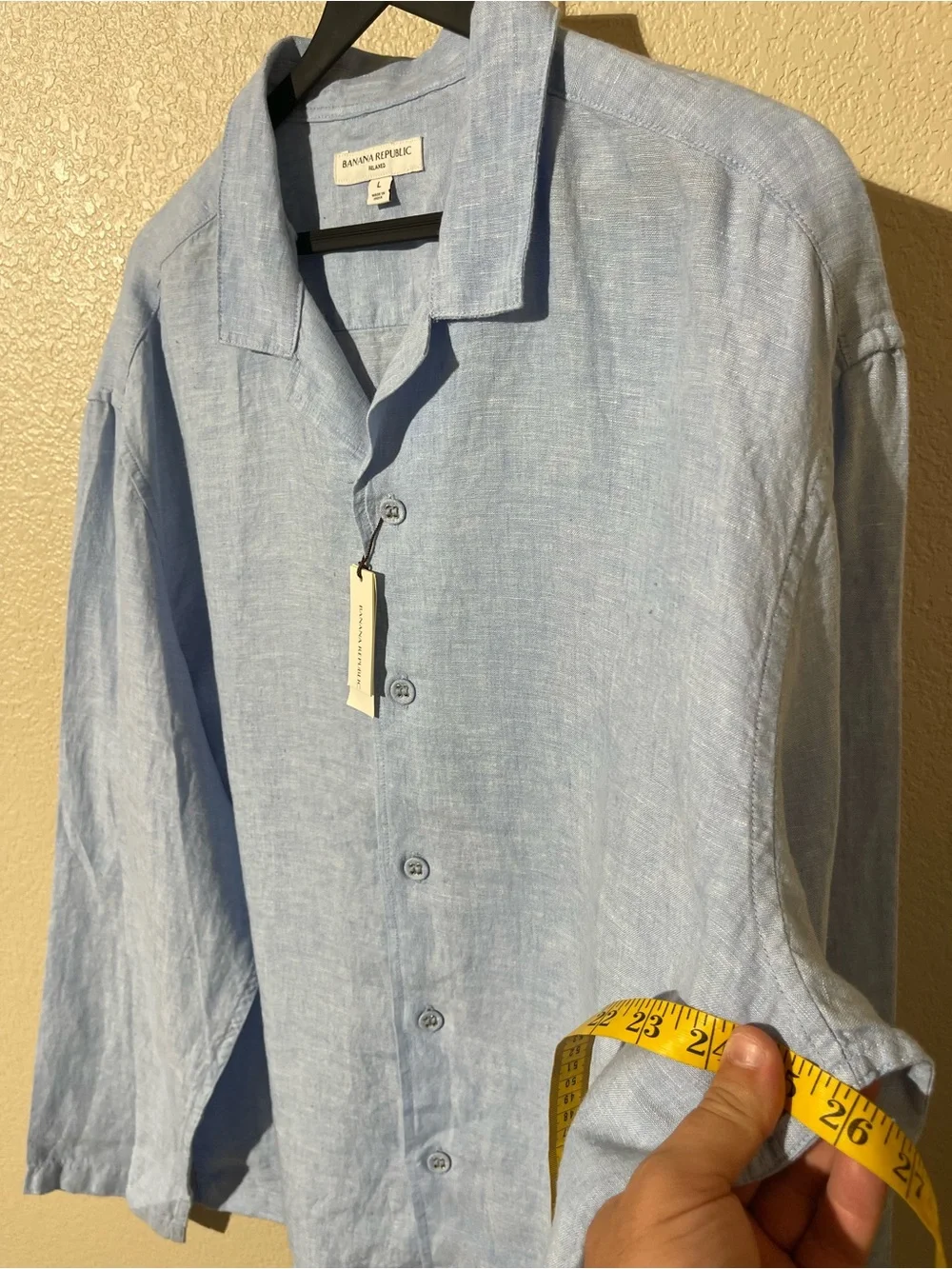 Banana Republic Sky Blue Linen Button-Down Camp Shirt